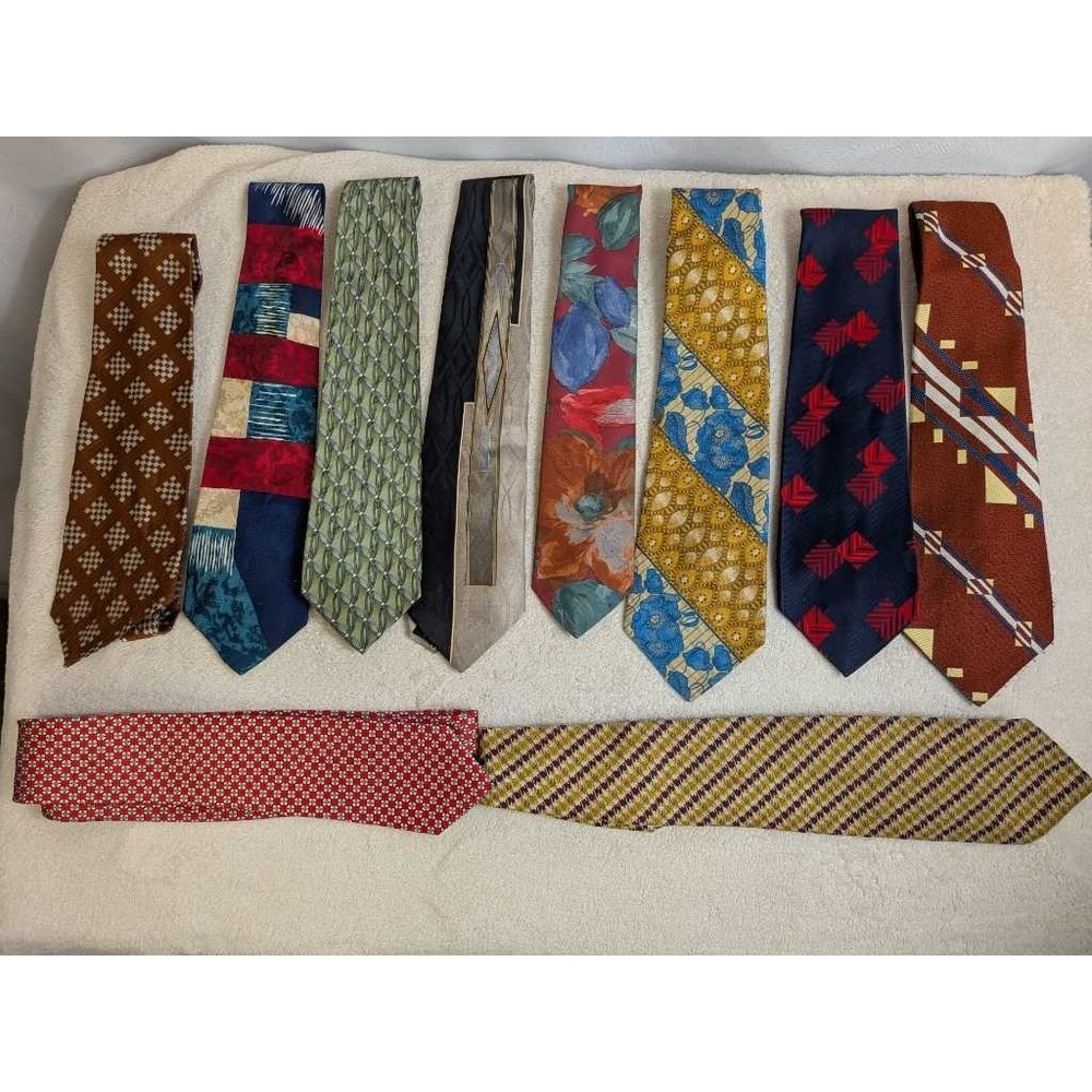 Lot 10 Vintage Retro Mens Ties - Assorted Patterns Styles Brands